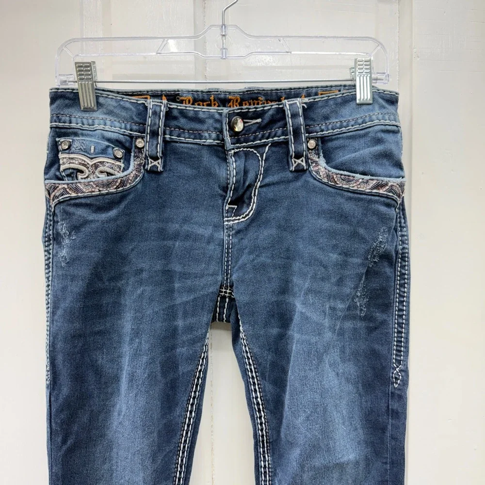 Rock Revival Arisa Womens 28 Thick Stitch Embellished Skinny Denim Jeans
